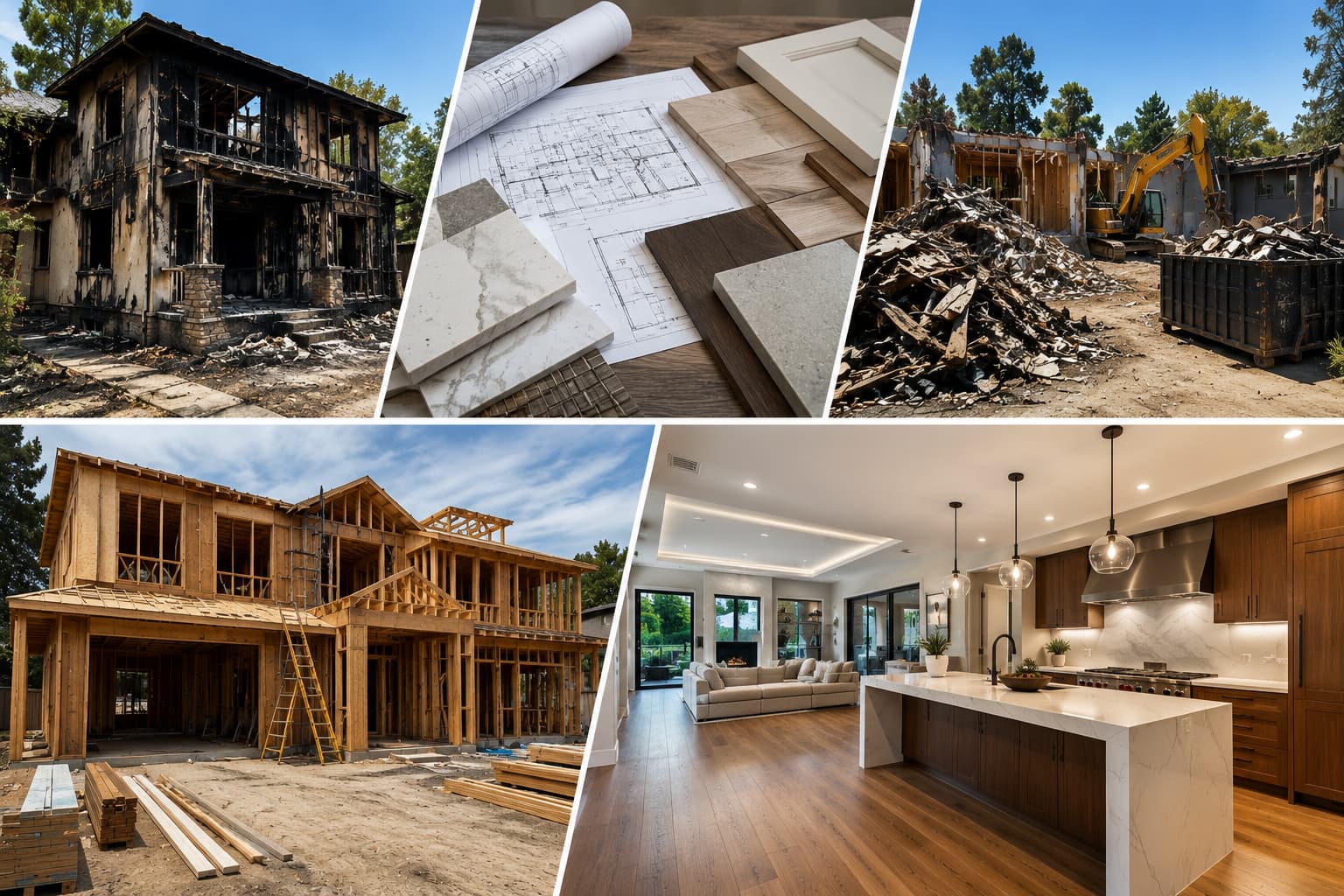 Major phases of the fire rebuild process.