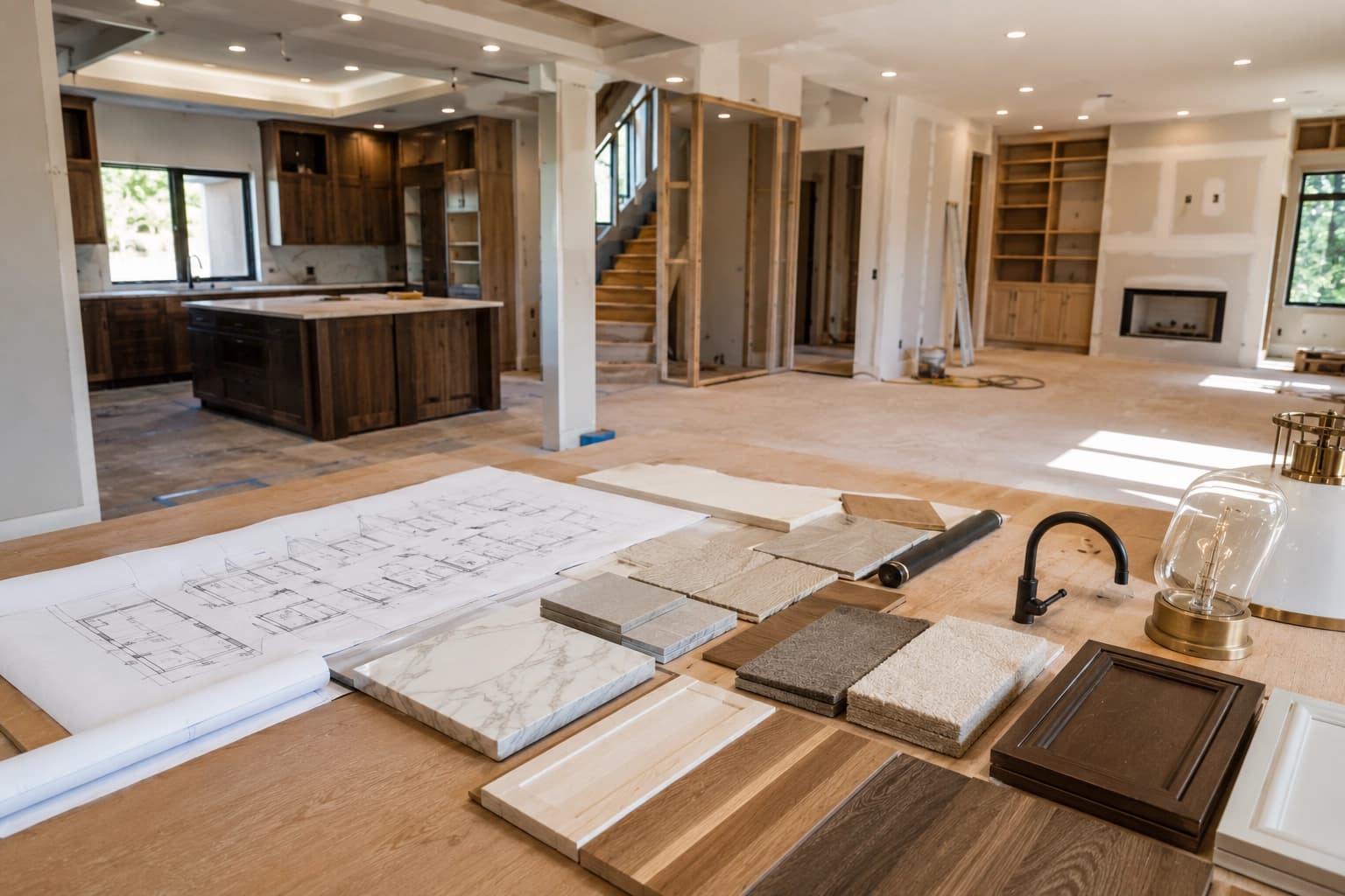 Home renovation planning materials inside a luxury renovation project