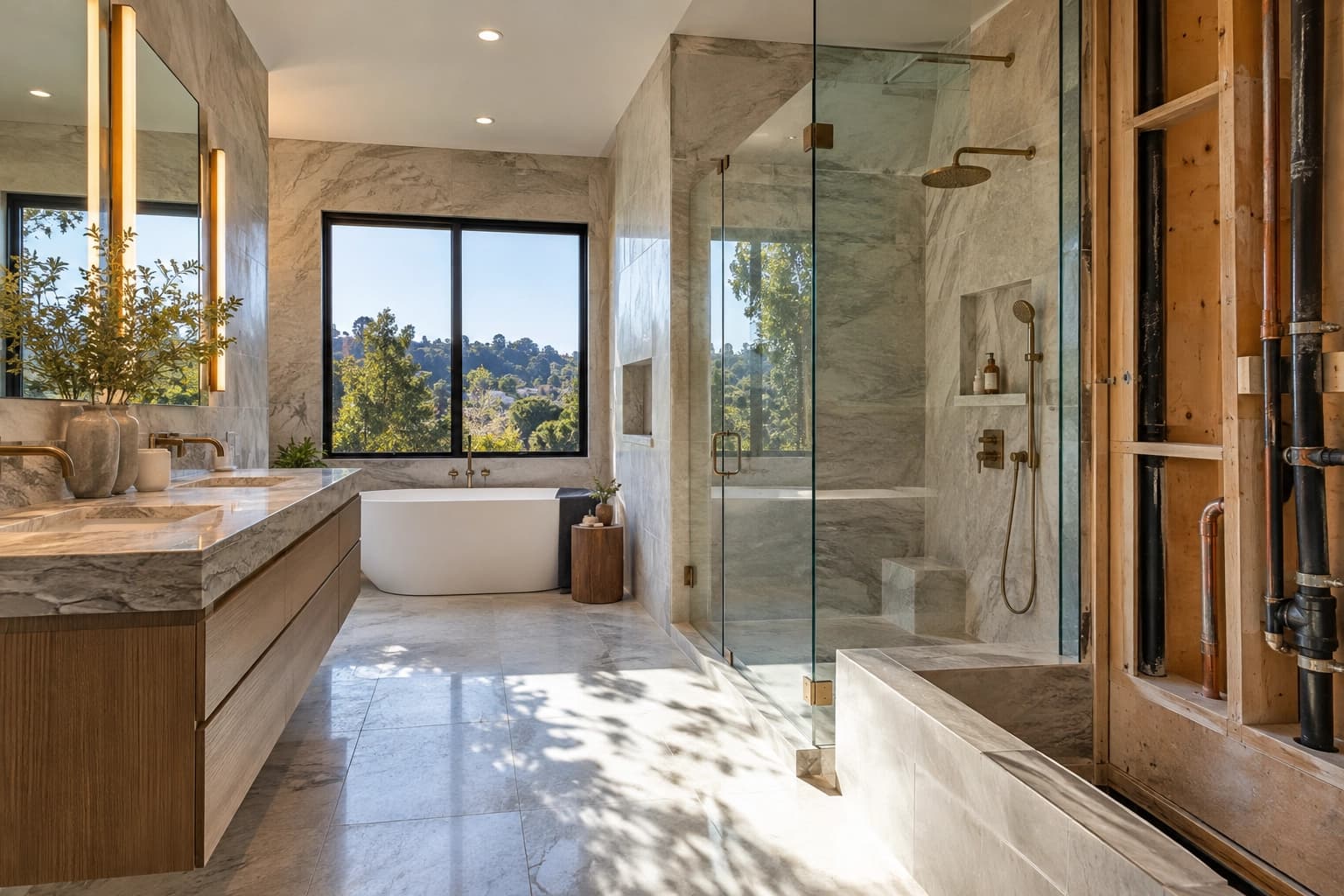 Luxury Los Angeles bathroom remodel with premium fixtures and finishes