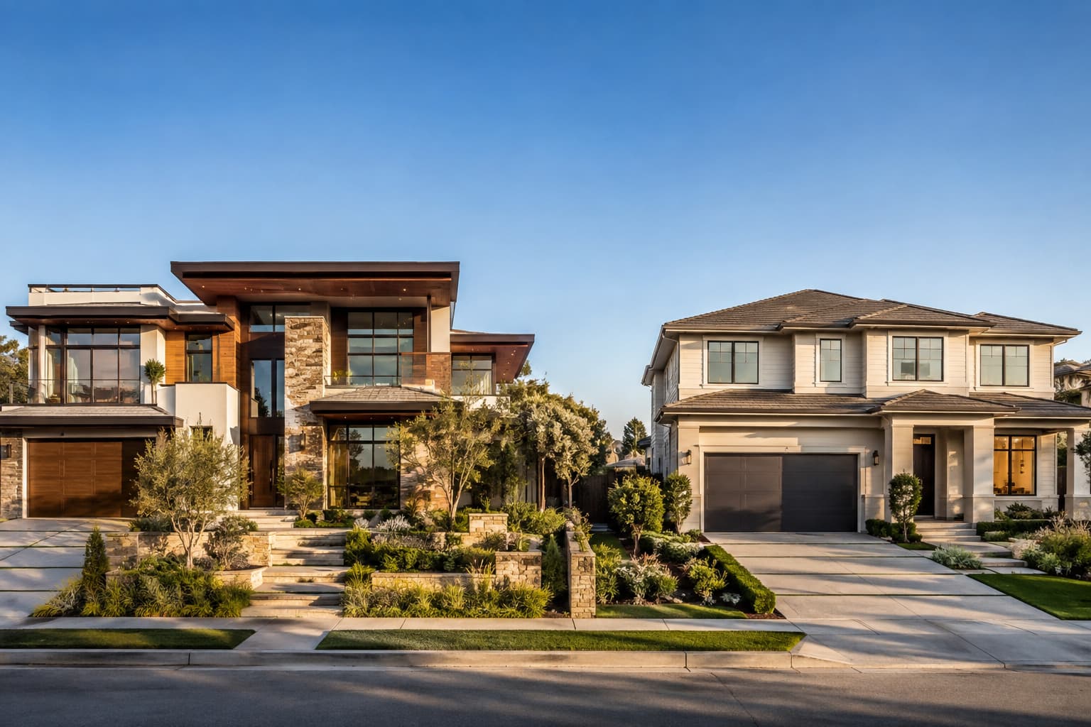 Custom home and production home exterior comparison
